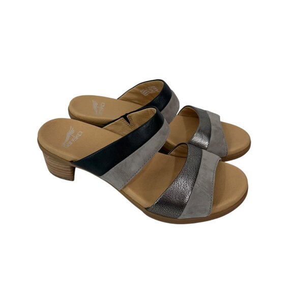 Dansko Theresa Womens Leather Double Strap Sandals Black/Gray SZ 38 Block heels - Picture 6 of 13